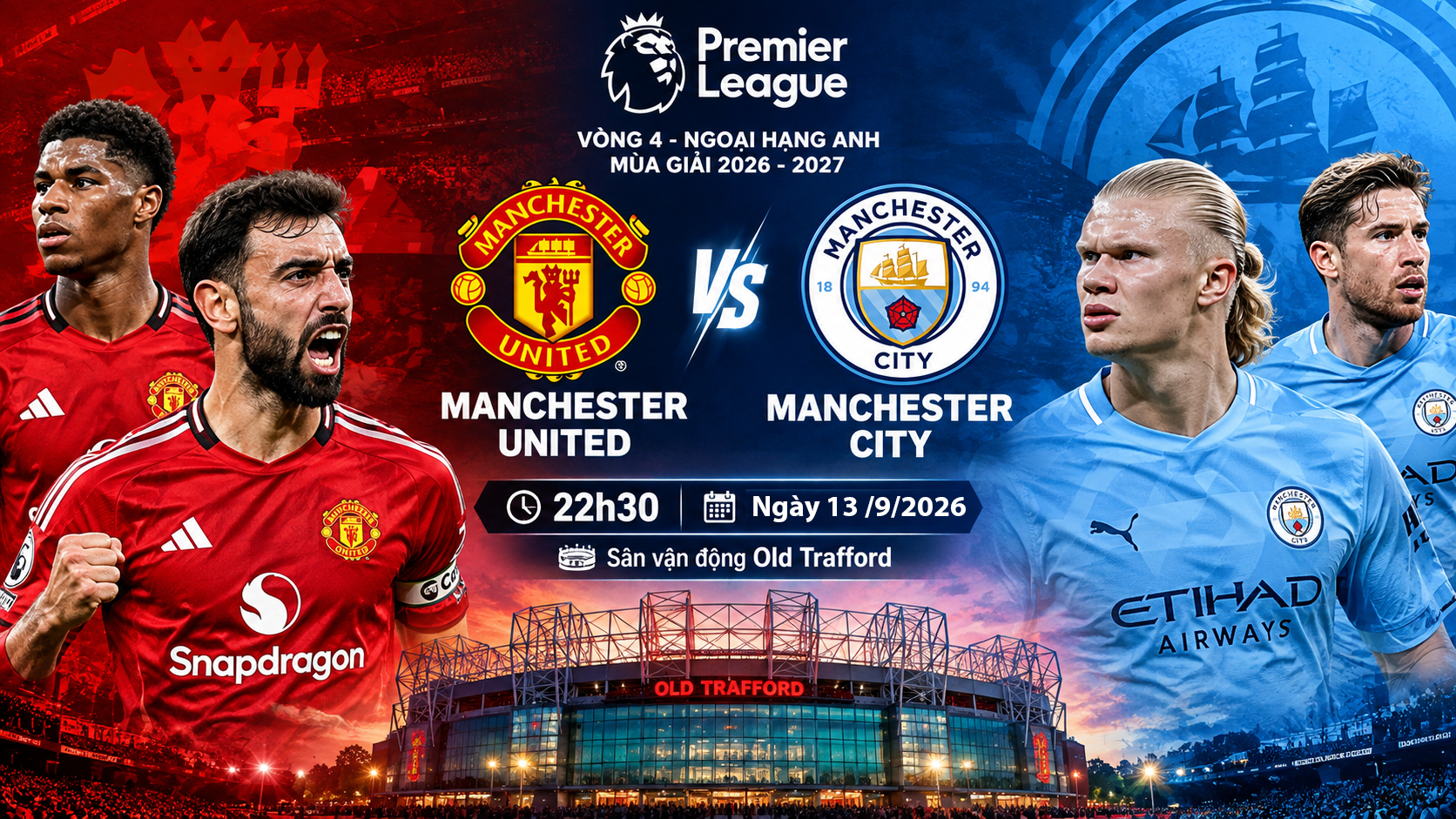 Nhận định MU vs Man City 22h30 ngày 13/9/2026: Sức nóng Old Trafford | OK9